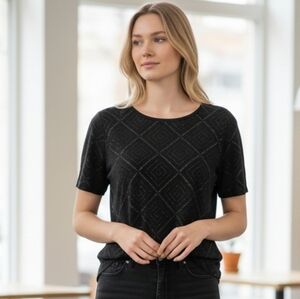 Jaclyn Smith Black Glitter Top Extra Large